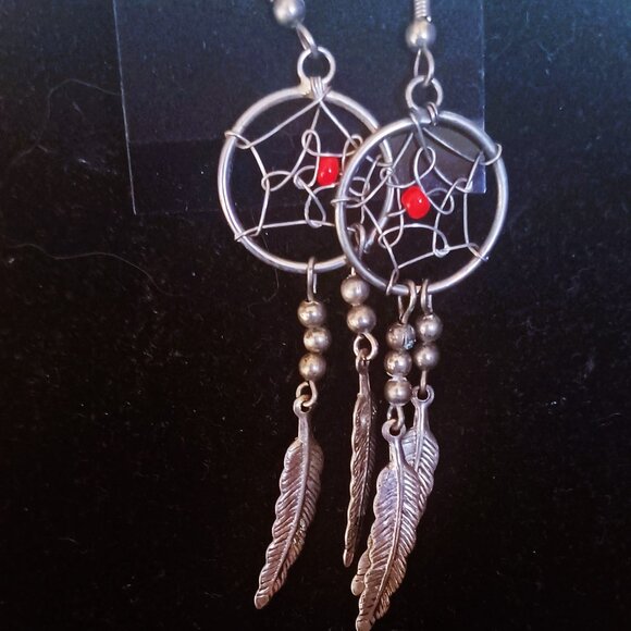 Retro Artisan Made Silver Southwestern Style Earrings - Picture 2 of 4